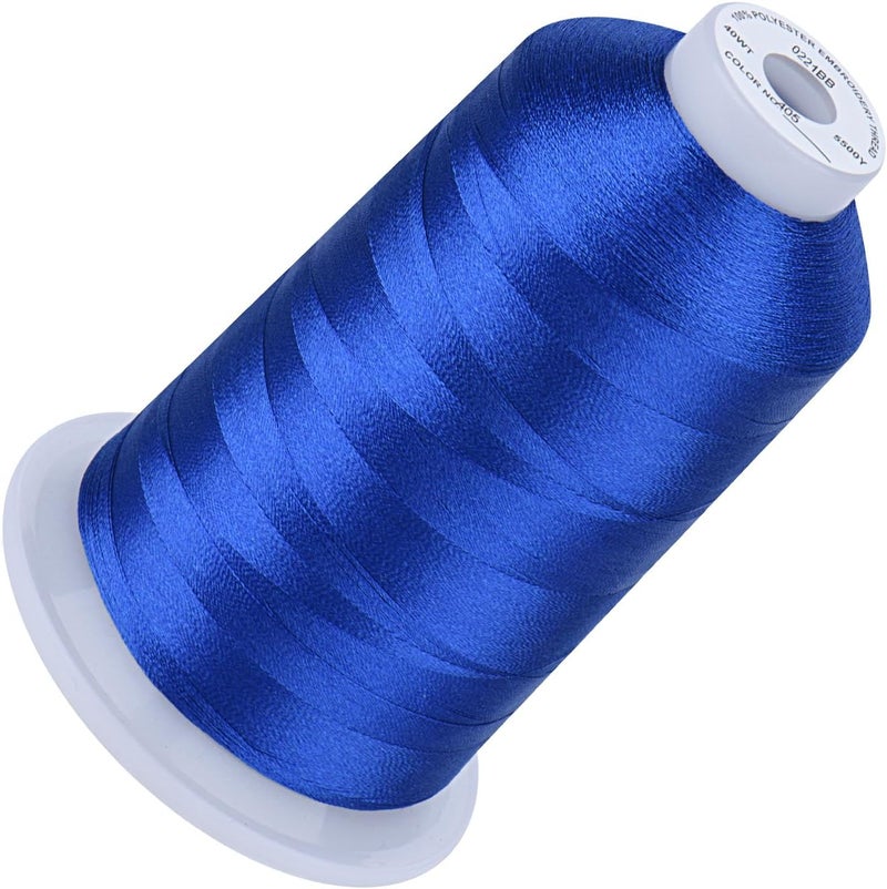 simthread 5500Yds Embroidery Thread, 5000M High-Yardage 40WT 100% Polyester Thread – 170+ Vivid Colors, High-Speed Rated – Compatible with Brother, Singer, Janome & More - Blue 405 - Image 1